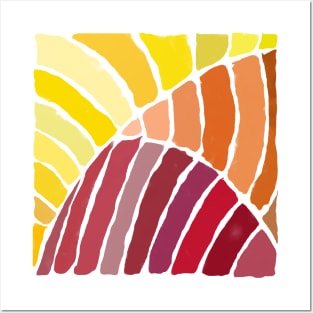 Tropic Tile Red Yellow and Orange Leaves Posters and Art